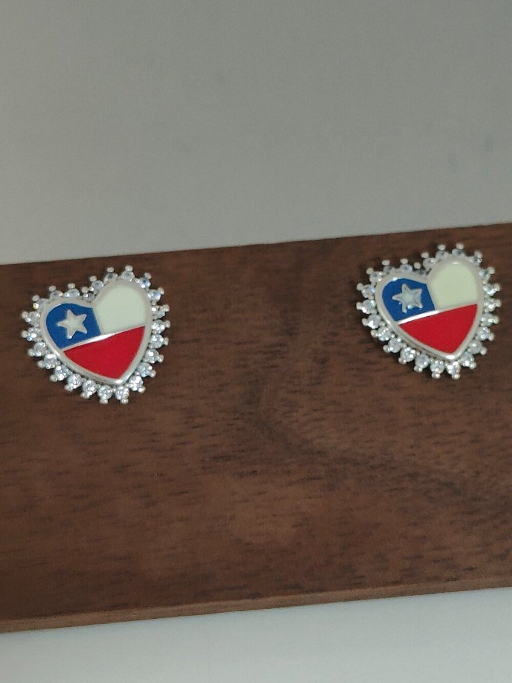 Chile Flag Travel Vacation Heart Stud Earring Exclusive Designed S925 Silver